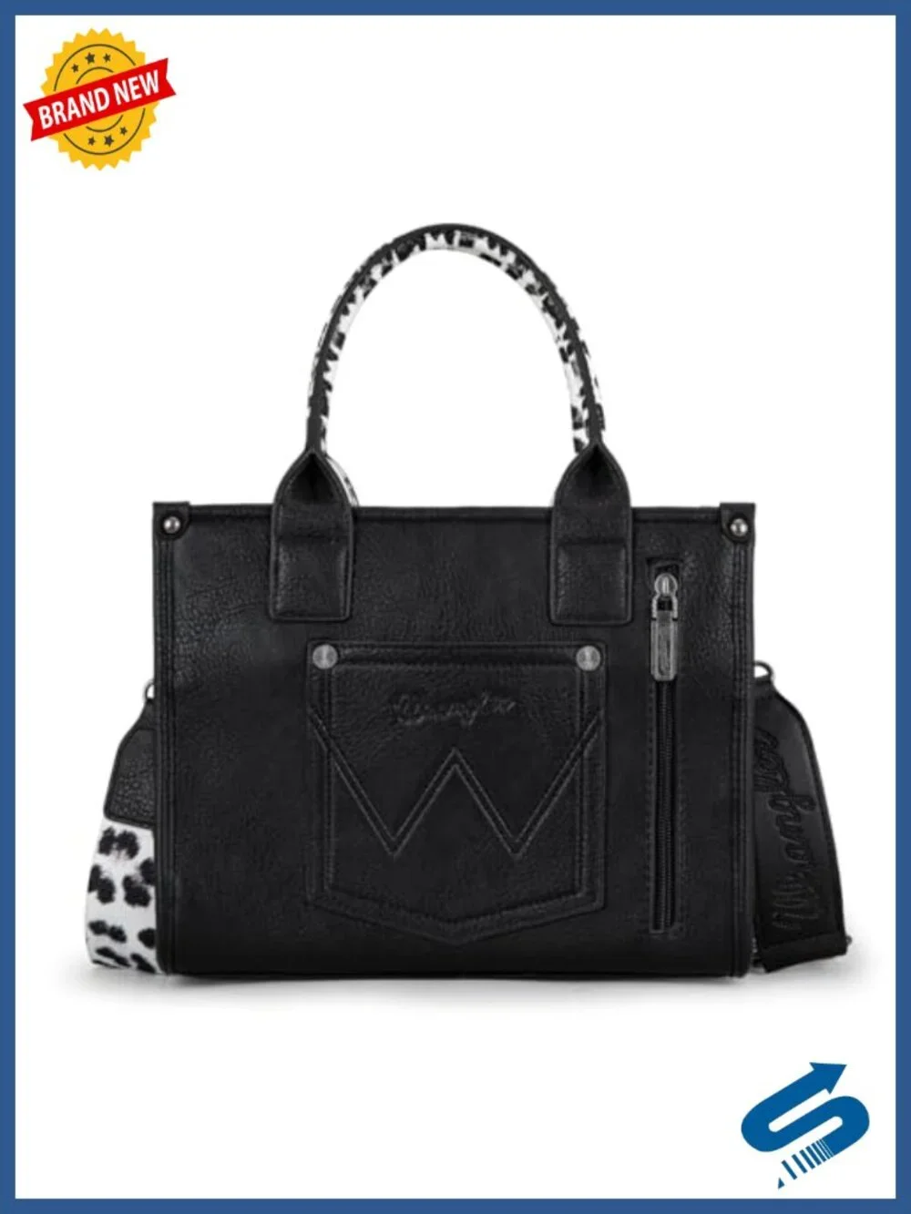 Faux Leather Woven Tote Bag with Signature Strap - Top Handle Satchel